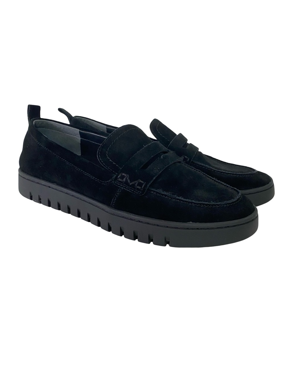 Vionic Uptown Suede Loafers Womens Size 10 Black Shoes Slides Arch Support EUC